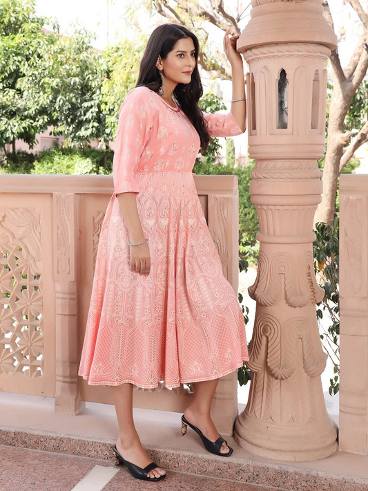Handcrafted Rayon Anarkali Kurti with Intricate Embroidery